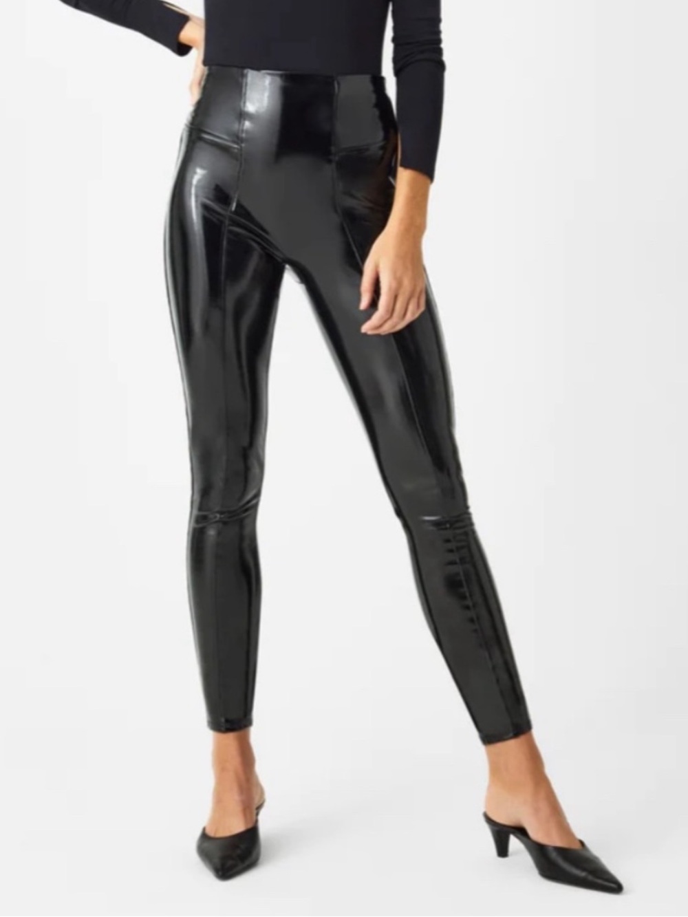 SPANX | Shiny Black Faux-Leather Leggings